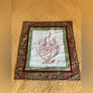 Handcrafted Santa Christmas Table Topper Wall Hanging Emborided Holiday Decor